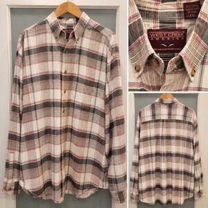 West Creek America Plaid Flannel Shirt Men's XXL 100% Cotton Button Down